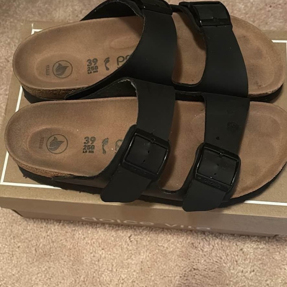 Black Buckle Strap Sandals